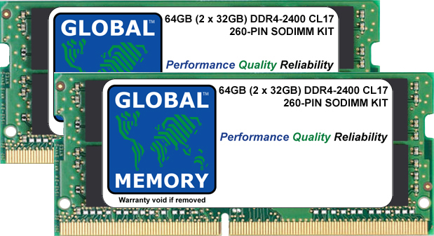 64GB (2 x 32GB) DDR4 2400MHz PC4-19200 260-PIN SODIMM MEMORY RAM KIT FOR DELL LAPTOPS/NOTEBOOKS